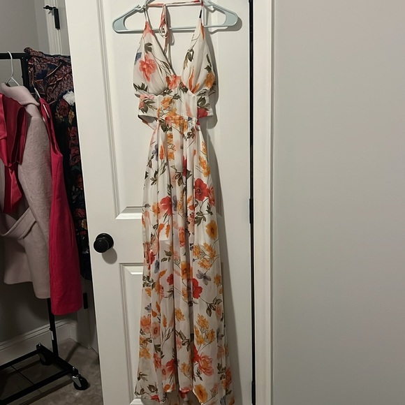 Papaya size Medium Maxi Sundress w slit and cutouts on side, mini skirt lined - Picture 3 of 11